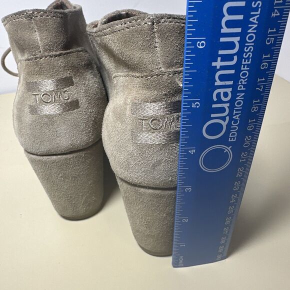 Toms Desert Wedge Women 11 Beige Taupe Suede Kala Wedge Ankle Booties Shoes - Picture 5 of 9